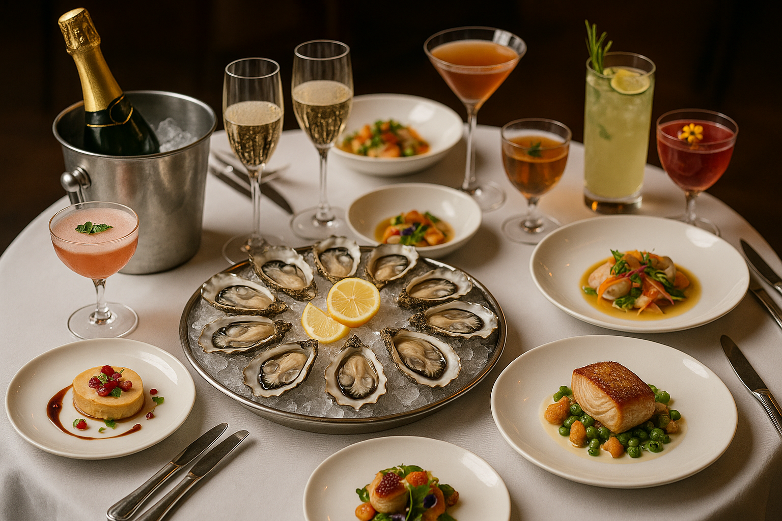 Oysters and drinks brunch